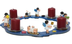 Figurenland Uhlig GmbH Adventsleuchter*Adventskranz mit 8 Weihnachtsengeln, blau