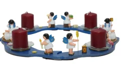Figurenland Uhlig GmbH Adventsleuchter*Adventskranz mit 8 Weihnachtsengeln, blau
