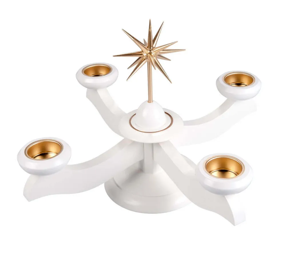 Albin Preißler Adventsleuchter*Adventsleuchter mit Weihnachtsstern, weiß, für Teelichter von