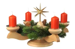 Albin Preißler Adventsleuchter*Adventsleuchter mit Weihnachtsstern und Tannenkranz, von