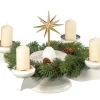 Albin Preißler Adventsleuchter*Adventsleuchter mit Weihnachtsstern und Tannenkranz, weiß von