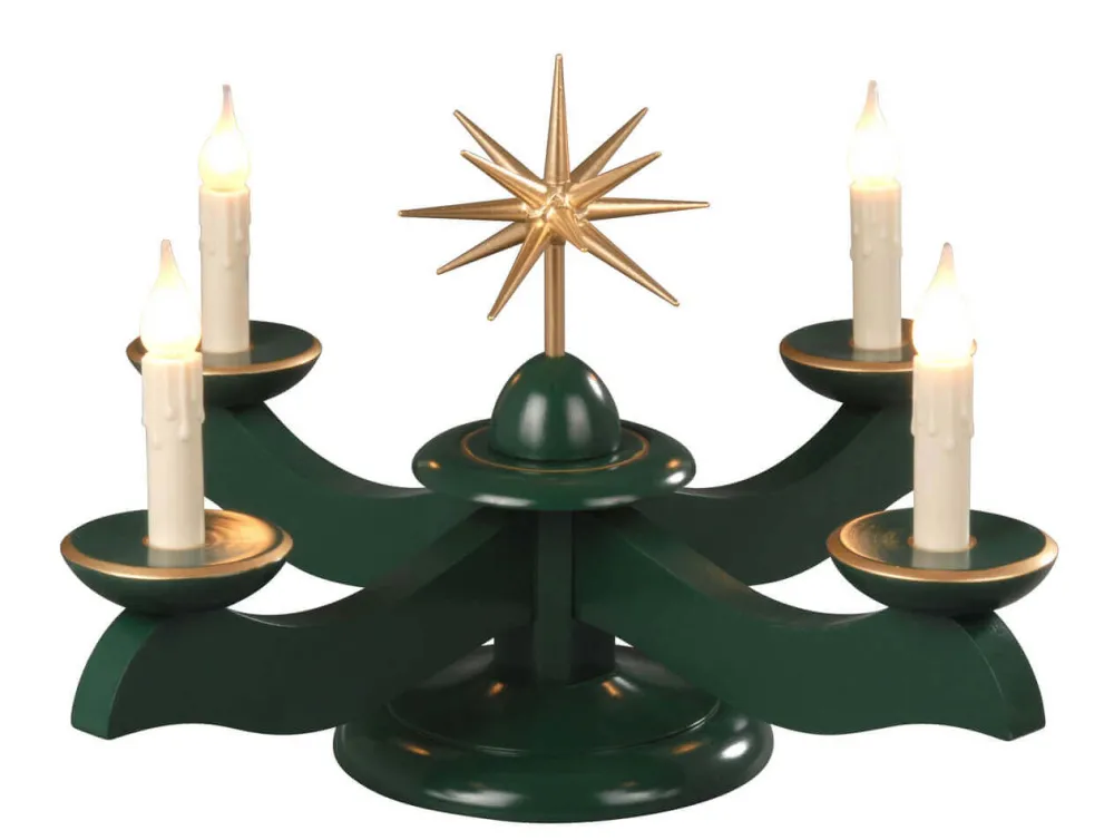 Albin Preißler Adventsleuchter*Adventsleuchter mit Weihnachtsstern, grün, elektrisch beleuchtet von