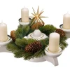 Albin Preißler Adventsleuchter*Adventsleuchter mit Weihnachtsstern und Tannenkranz, weiß von