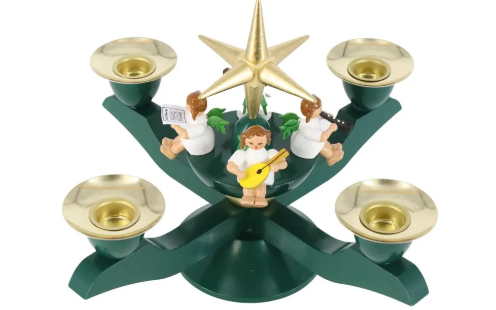 Richard Glässer GmbH Neuheiten | Auslaufartikel*Adventsleuchter mit Weihnachtsengel, grün von Richard Glässer