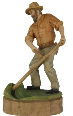 Schnitzkunst aus dem Erzgebirge Holzschnitzereien*Bauer mit Sense, , 20 cm, geschnitzt von