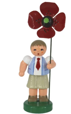 Figurenland Uhlig GmbH Blumenmädchen*Blumenkind Junge Dominik mit roter Blume, 9 cm von Figurenland Uhlig