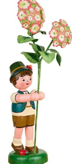 Hubrig Volkskunst Blumenmädchen*Blumenkind Junge mit Hortensie, 24 cm von