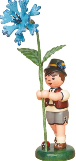 Hubrig Volkskunst Blumenmädchen*Blumenkind Junge mit Kornblume von