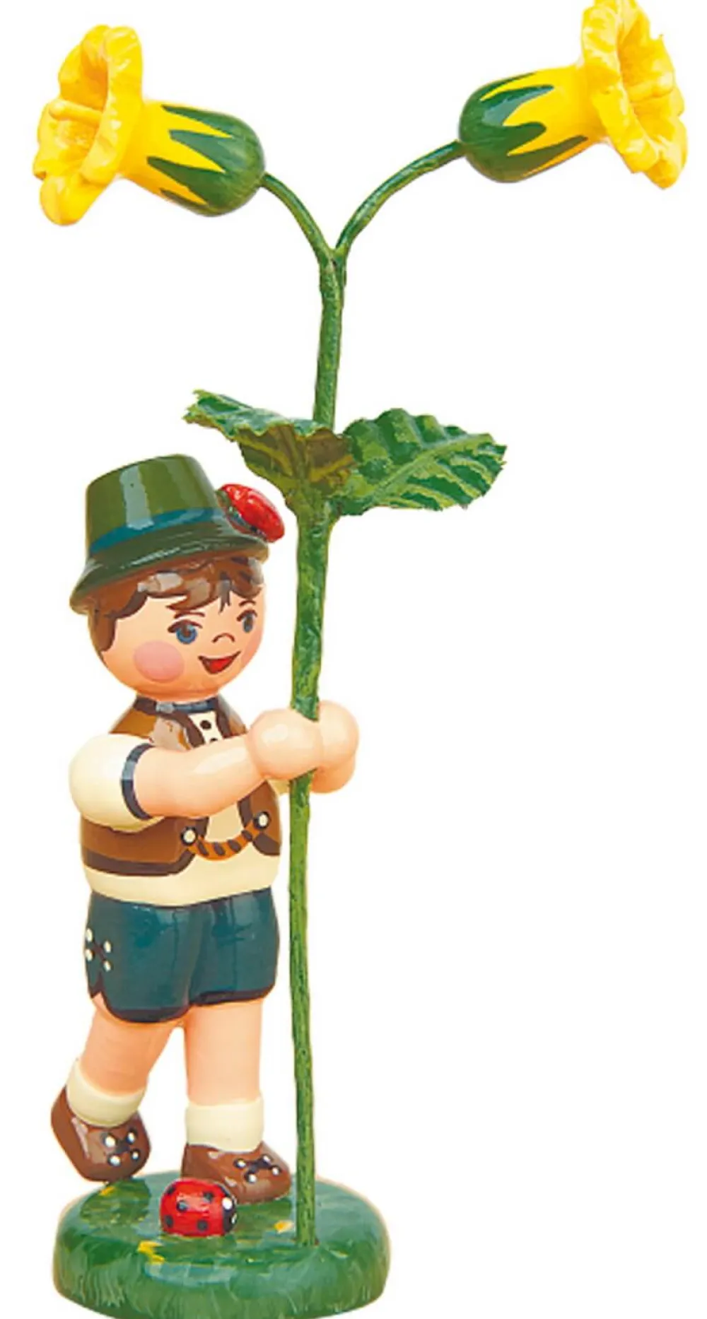 Hubrig Volkskunst Blumenmädchen*Blumenkind Junge mit Schlüsselblume, 11 cm, farbig von