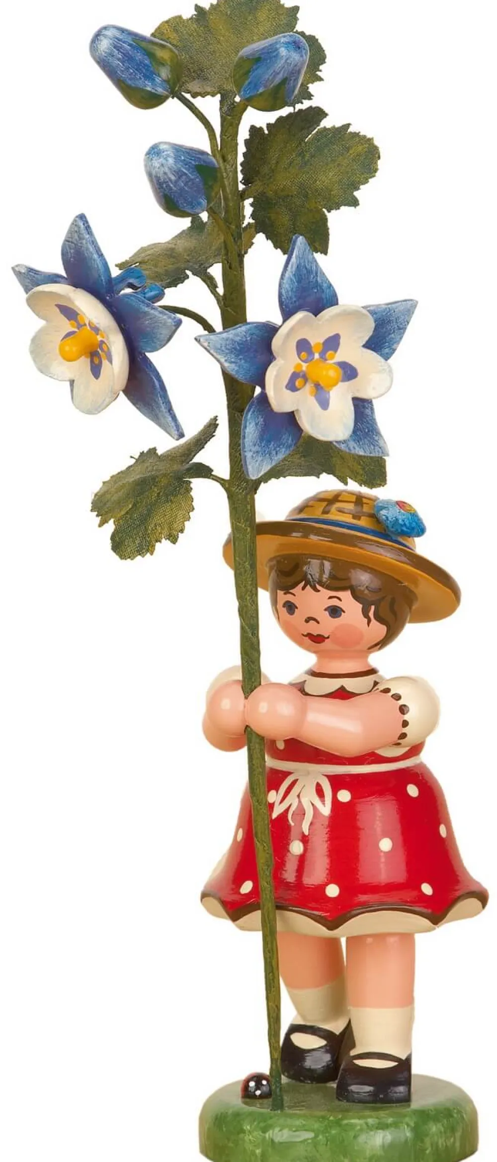 Hubrig Volkskunst Blumenmädchen*Blumenkind Mädchen mit Akelei von