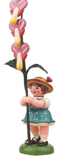 Hubrig Volkskunst Blumenmädchen*Blumenkind Mädchen mit Tränendem Herz von