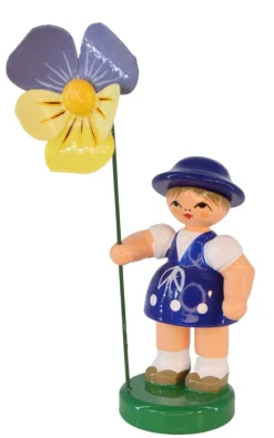 Figurenland Uhlig GmbH Blumenmädchen*Blumenmädchen Steffi mit blau-gelber Blume, 9 cm von