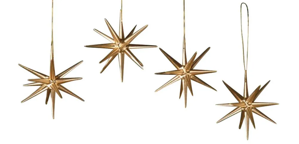 Albin Preißler Neuheiten | Christbaumschmuck*Christbaumschmuck aus Holz, Weihnachtssterne gold, 4-teilig von