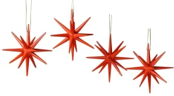 Albin Preißler Neuheiten | Christbaumschmuck*Christbaumschmuck aus Holz, Weihnachtssterne rot, 4-teilig von