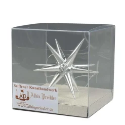 Albin Preißler Christbaumschmuck*Christbaumschmuck aus Holz, Weihnachtsstern silber, 7 cm von
