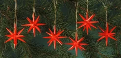 Albin Preißler Neuheiten | Christbaumschmuck*Christbaumschmuck aus Holz, Weihnachtssterne rot, 6-teilig von