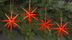 Albin Preißler Neuheiten | Christbaumschmuck*Christbaumschmuck aus Holz, Weihnachtssterne rot, 4-teilig von