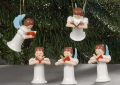 Albin Preißler Christbaumschmuck*Christbaumschmuck Engel mit Gesangbuch, 5 Stück von