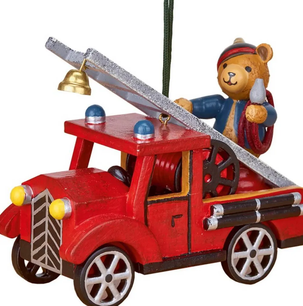 Hubrig Volkskunst Christbaumschmuck*Christbaumschmuck Feuerwehr mit Teddy von
