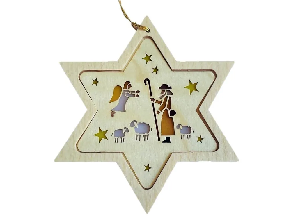 Richard Glässer GmbH Neuheiten*Christbaumschmuck Stern mit Diaphanbild Hirte von Richard Glässer