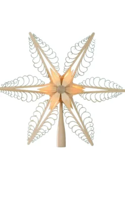 Martina Rudolph Christbaumschmuck*Christbaumspitze Holzstern, elektrisch beleuchtet von