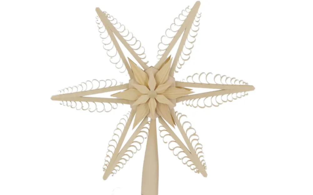Martina Rudolph Christbaumschmuck*Christbaumspitze Holzstern, elektrisch beleuchtet von