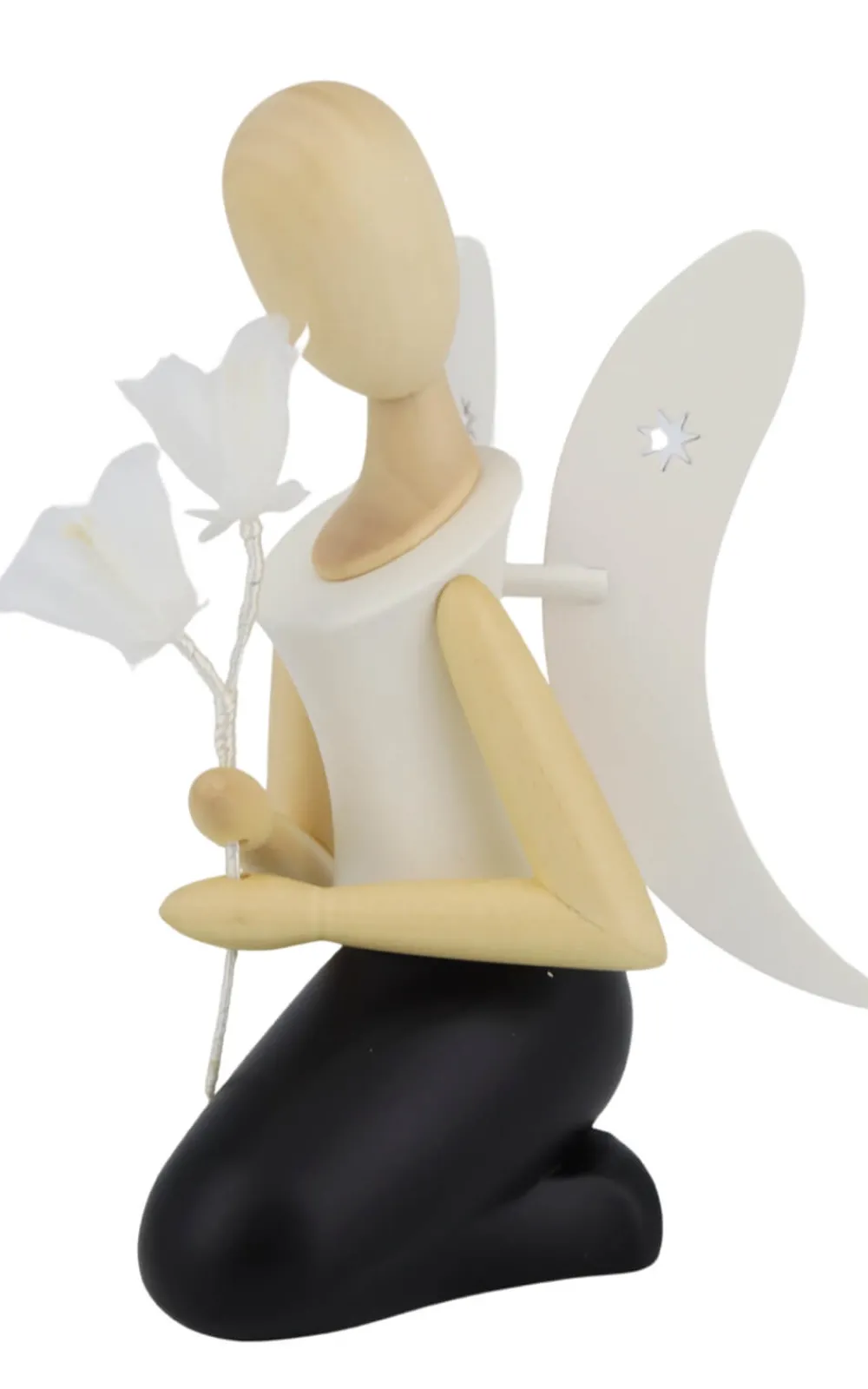 Holzkunst Gahlenz Engel & Bergmann*Engel - Sternkopf mit Glockenblume, knieend, 13 cm von