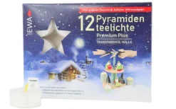 Ebersbacher Kerzenfabrik GmbH Teelichter*EWA Pyramidenteelichter in transparenter Hülle, Premium, 12 Stück