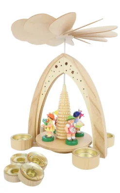 Figurenland Uhlig GmbH Osterpyramide & Osterkerzenhalter*Frühlingspyramide mit 4 Blumenmädchen von