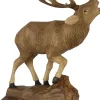 Schnitzkunst aus dem Erzgebirge Holzschnitzereien*Hirsch mit angehobenem Bein, geschnitzt, 17 cm von