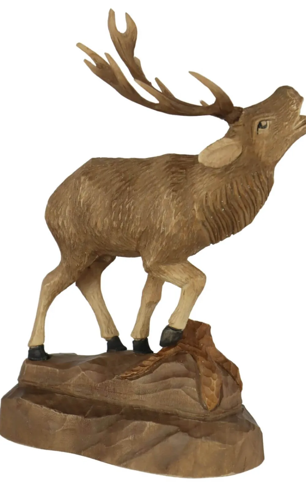Schnitzkunst aus dem Erzgebirge Holzschnitzereien*Hirsch mit angehobenem Bein, geschnitzt, 17 cm von