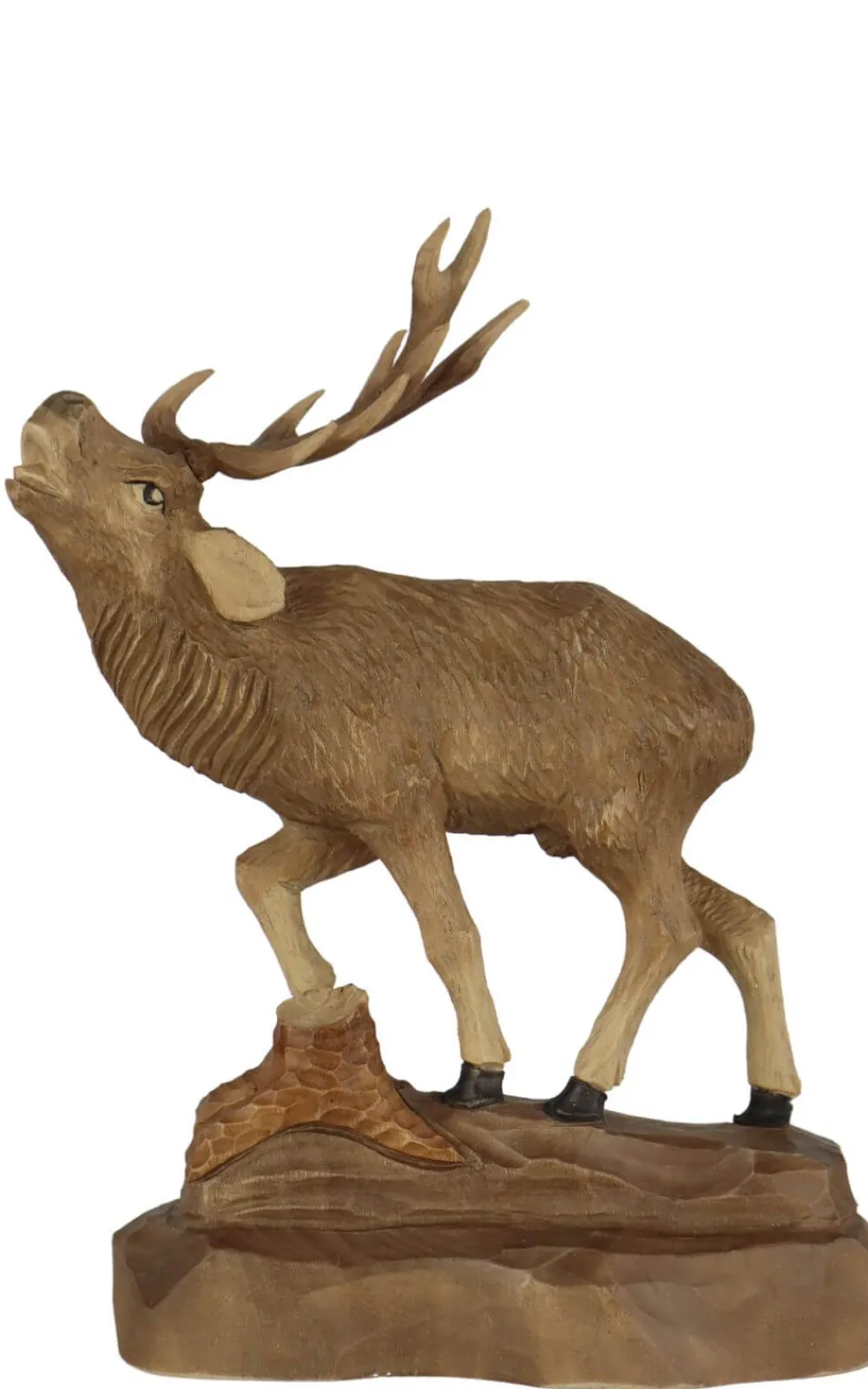 Schnitzkunst aus dem Erzgebirge Holzschnitzereien*Hirsch mit angehobenem Bein, geschnitzt, 17 cm von
