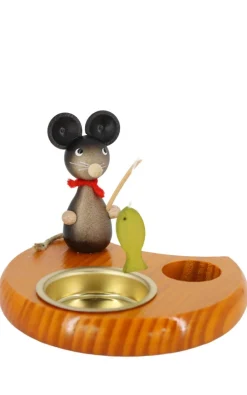 Zenker Neuheiten | Kerzenhalter Weihnachten*Kerzenhalter für Teelichte Maus mit Angel, , 6 cm von Ralf