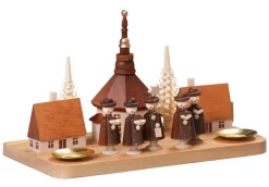 Thomas Preißler Kerzenhalter Weihnachten*Kerzenhalter großes Seiffener Dorf, 13 cm von