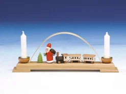 Knuth Neuber Neuheiten*Kerzenhalter Minischwibbogen mit Weihnachtsmann und Eisenbahn von
