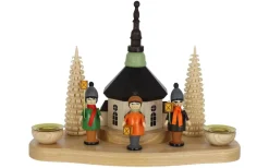 Knuth Neuber Kerzenhalter Weihnachten*Kerzenhalter mit Seiffener Kirche und Laternenkindern von