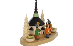 Knuth Neuber Kerzenhalter Weihnachten*Kerzenhalter mit Seiffener Kirche und Laternenkindern von