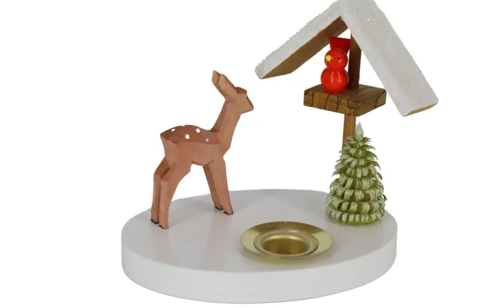 Zenker Kerzenhalter Weihnachten*Kerzenhalter Reh mit Vogelhaus, , 8 cm von Ralf