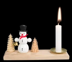 SEIFFENcom by Nestler GmbH Kerzenhalter Weihnachten*Kerzenhalter Schneemann mit Glocke, 14 cm von SEIFFEN.COM