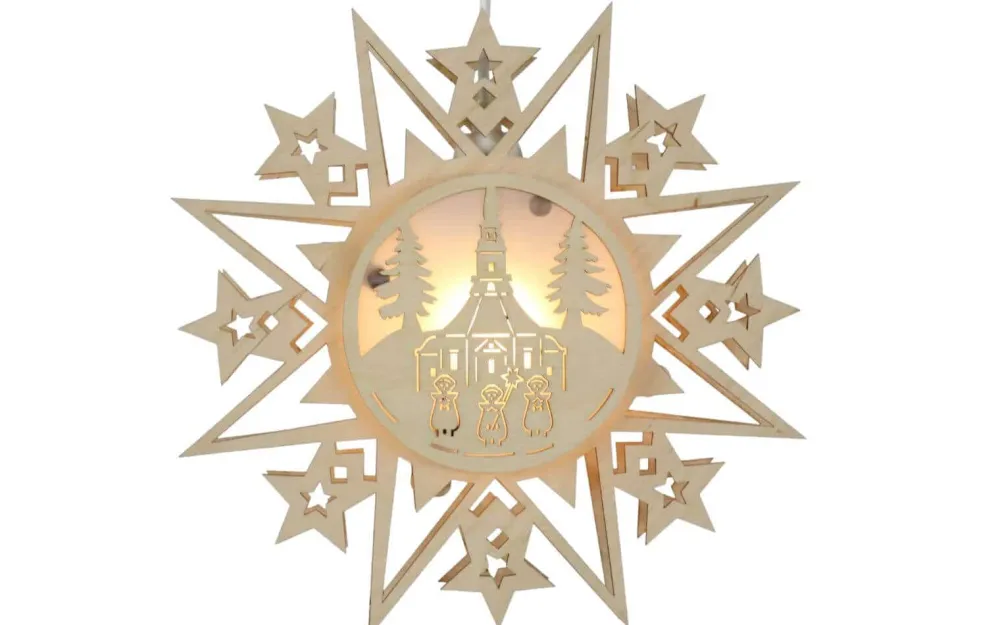 SEIFFENcom by Nestler GmbH Fensterdeko Weihnachten*LED Fensterbild Seiffener Kirche von SEIFFEN.COM