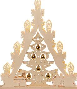 Weigla Holzkunst Schwibbogen*LED Lichterspitze Weihnachtsbaum mit goldenen Kugeln von Weigla