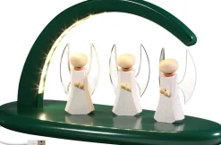 Seiffener Volkskunst eG Auslaufartikel*LED Schwibbogen, grün mit Engel von