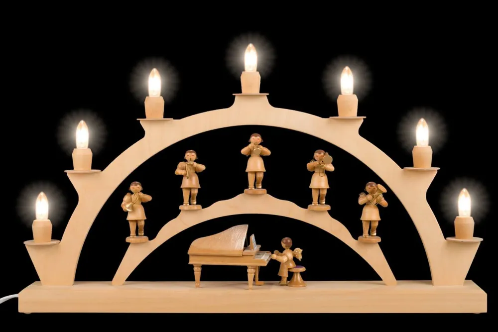 SEIFFENcom by Nestler GmbH Schwibbogen*LED Schwibbogen musizierende Engel mit Instrumenten, 50 cm von SEIFFEN.COM