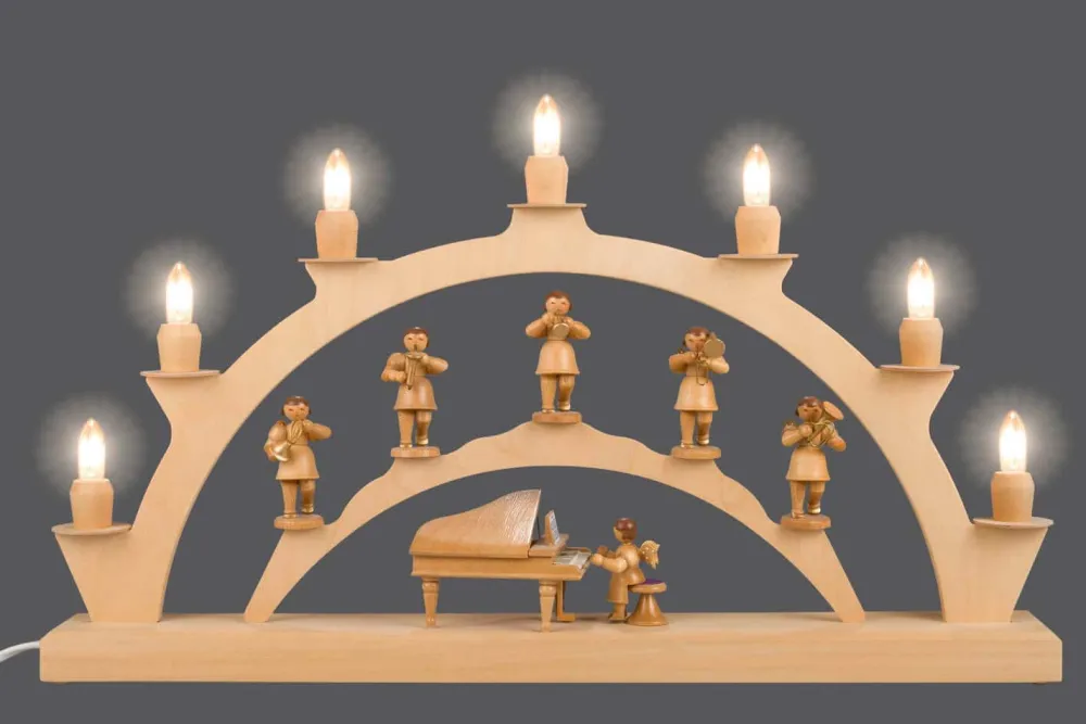 SEIFFENcom by Nestler GmbH Schwibbogen*LED Schwibbogen musizierende Engel mit Instrumenten, 50 cm von SEIFFEN.COM