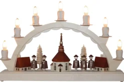 SEIFFENcom by Nestler GmbH Schwibbogen*LED Schwibbogen Seiffener Dorf mit Kurrende, 38 cm von SEIFFEN.COM