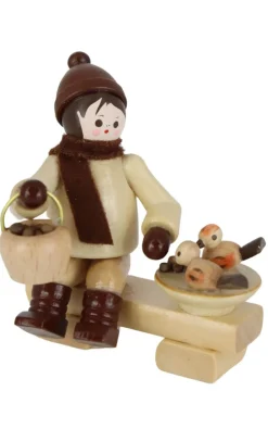 Romy Thiel Romy Thiel Figuren*Miniatur - Junge auf Bank sitzend füttert Vögel, 6 cm von