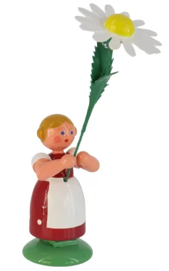 Legler Holz- und Drechslerwaren HODREWA Blumenmädchen*Miniatur Blumenkind Mädchen rot, mit Margerite von HODREWA Legler