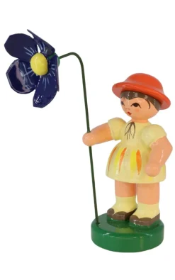 Figurenland Uhlig GmbH Blumenmädchen*Miniatur Blumenmädchen Annie mit blauer Blume, 8 cm von