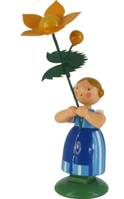 Legler Holz- und Drechslerwaren HODREWA Blumenmädchen*Miniatur Blumenmädchen mit Sumpfdotterblume, 12 cm von HODREWA Legler