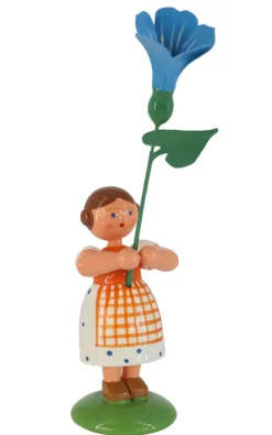 Legler Holz- und Drechslerwaren HODREWA Blumenmädchen*Miniatur Blumenmädchen mit blauer Prunkwinde, 12 cm von HODREWA Legler